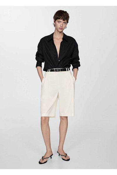 MANGO Woman Straight High Waist Bermuda Shorts
