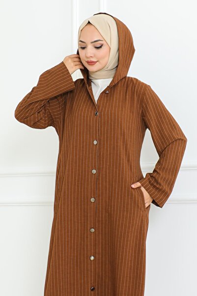 MİSSKAYLE Φόρεμα Ahsen καφέ 4337 - Λεπτομέρεια με κουμπιά