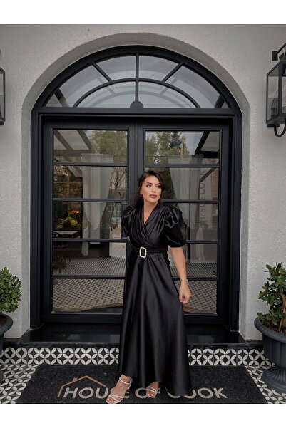 BAHARYAMAÇLI KADIN UZUN BALON KOL LAVİN ABİYE ELBİSE