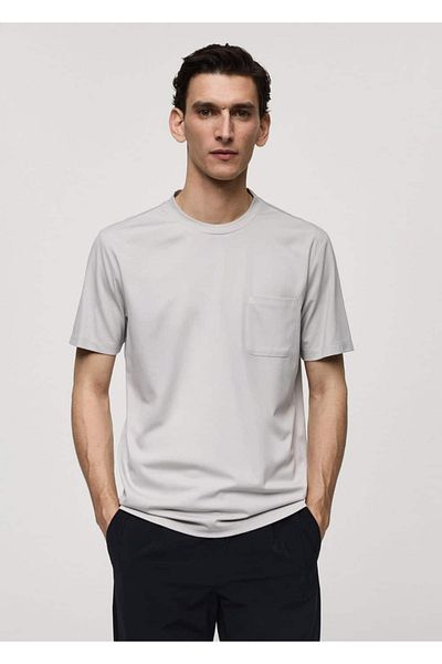 MANGO Man Slim fit T-shirt με τσέπες