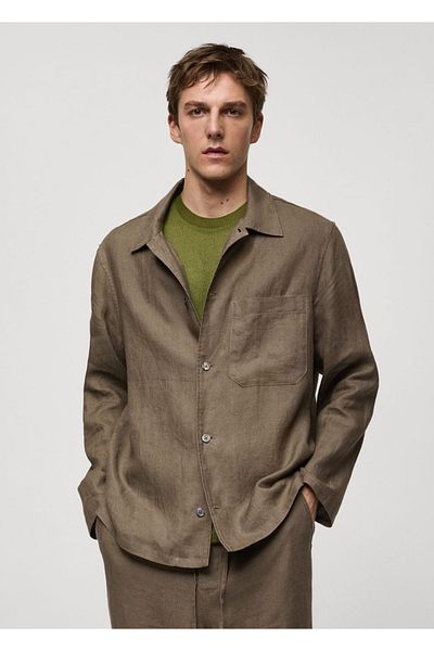 MANGO Man Hemdjacke aus 100 % Leinen mit normaler Passform