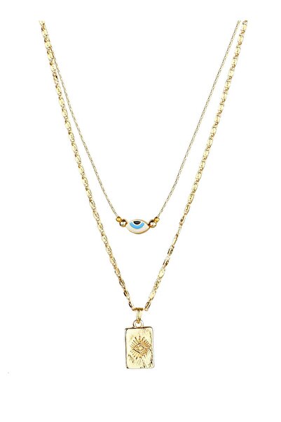 Klips Concept قلادة سلسلة تفاصيل ميدالية مزدوجة