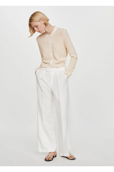 MANGO Woman Contrast color cardigan with inserts