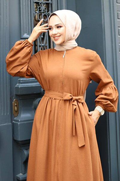 MİSSKAYLE Καφέ Ferace με φερμουάρ και λεπτομέρεια με μπαλόνι 4420