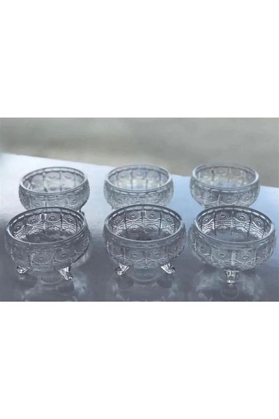 Akdeniz Rayan Glass Footed Bowl Set of 6 Crystal Appearances