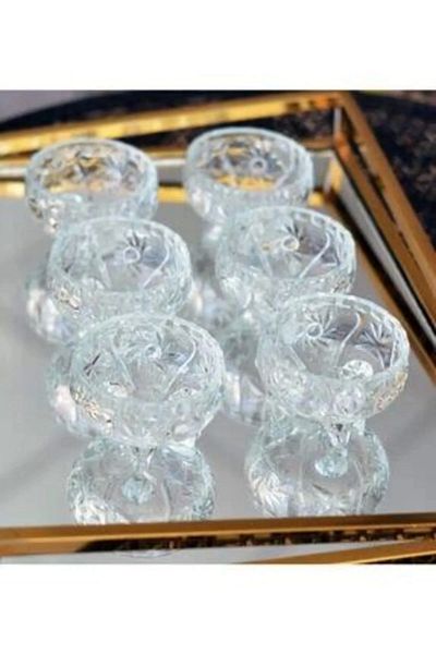 Akdeniz Rayan Glass Footed Bowl Set of 6 Crystal Appearances