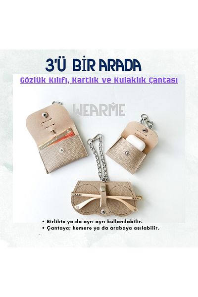 wearme Σετ 3 κρεμαστά γυαλιά - Θήκη, θήκη για κάρτες και τσάντα ακουστικών