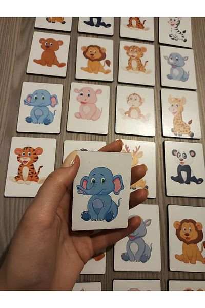 Sipylum Wooden Intelligence Cards Matching Game Wooden Puzzle Toy (Cute Animals)