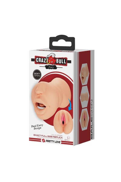 3 Boyutlu Ten Rengi Suni Oral & Vajinal Mastürbatör-Zoey