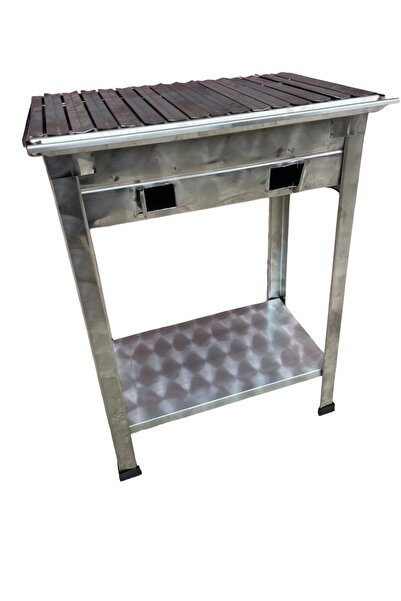 TOPSÖKEN Kömürlü Mangal Paslanmaz 28 x 50 cm Ayarlı Havalandırmalı Lama Izgaralı