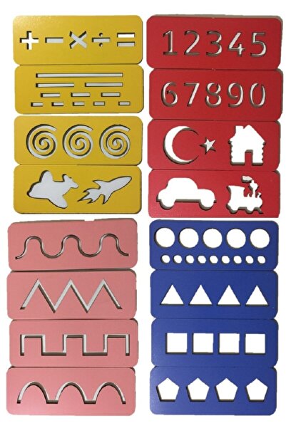 Trendy Toys Eğitici Ahşap Çizgi Çalışmaları Sayılar Ve Şekiller Montessori El...