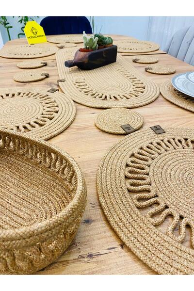 bestiva Wicker Jute Presentation Plate Coaster Supla American Service Runner Basket and Cup Holder 14 Pcs Modacardin