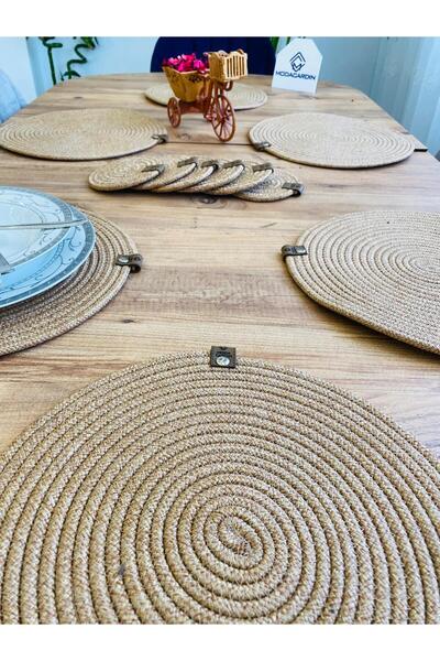 bestiva 12 Piece Wicker Jute Presentation Plate and Under Cup - American Service