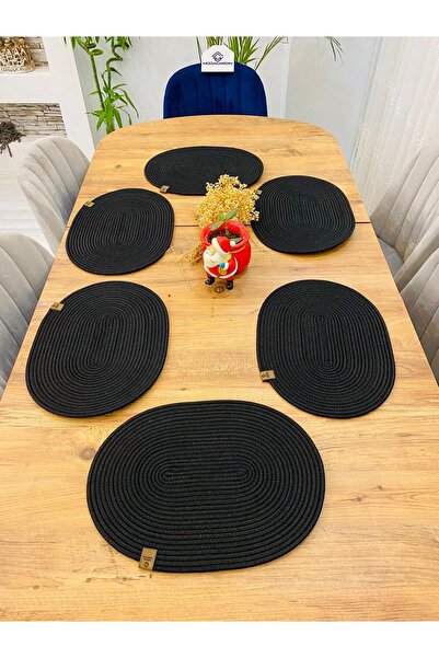 my doğa store طقم 6 قطع من صحون التقديم الأمريكية البيضاوية المصنوعة من الجوت...