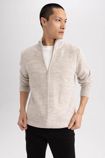 DeFacto Standard-Passform, normaler Schnitt, halber Rollkragen, Strickjacke mit Reißverschluss, R1195az23wn