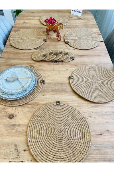 bestiva 12 Piece Wicker Jute Presentation Plate and Under Cup - American Service