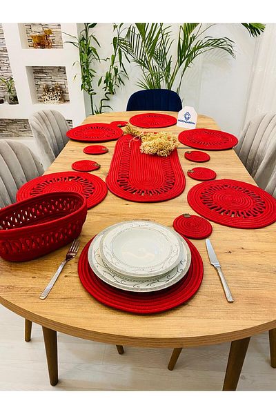 bestiva 14-Piece Wicker Jute Presentation Plate - Supla American Serving, Runner Basket and Cup Holder Set