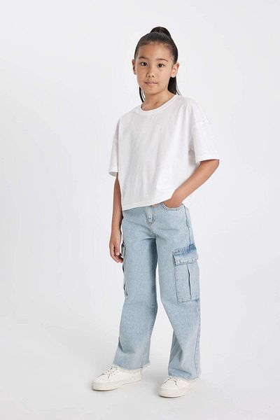 DeFacto Pantaloni largi Cargo pentru fete cu picioare largi A5734a823au