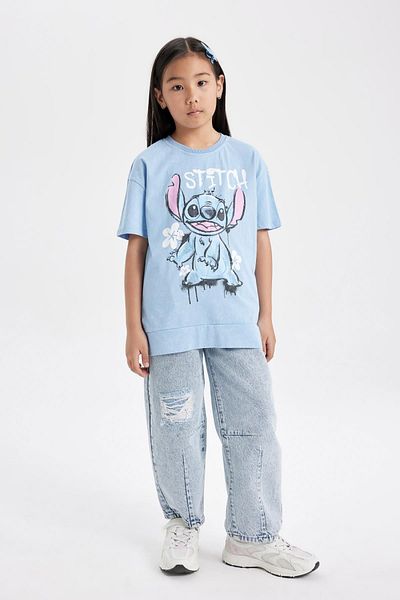 DeFacto Girl's Barrel Fit Ripped Detailed Standard Leg Jean Pants C4560A824SM