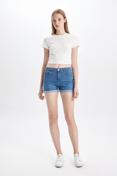 DeFacto High Waist Umgeschlagenes Bein - Jeans Shorts B9195AX24SM