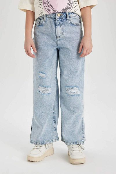 DeFacto Pantaloni pentru fetiță, cu detaliu, cu picior largi - Z4708a623au