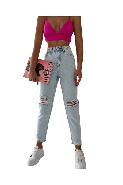 Butik Mom Jeans Yırtık Detay