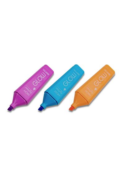Gıpta Neon Highlighter Glow Pen - 6 Color Set (Orange, Blue, Purple, Yellow, Pink, Green)