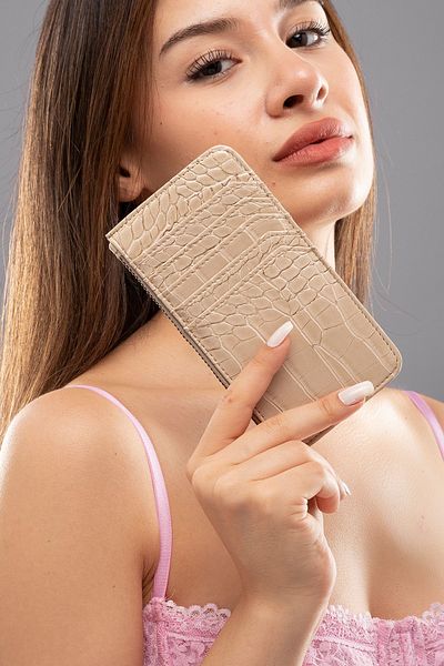 The Noir Leather Miami Zippered Women's Mink Card Holder Wallet