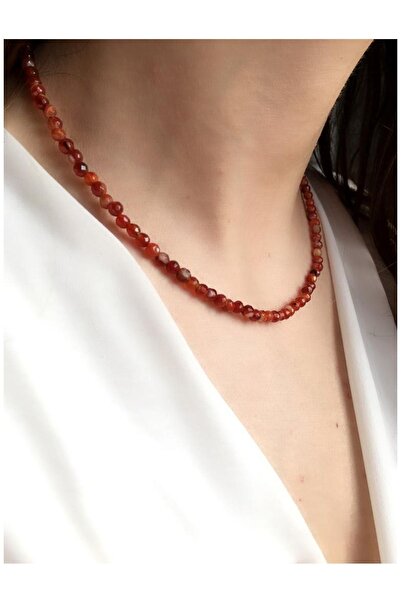 Serline Desing Kadın 925 Ayar Gümüş Patentli Akik Doğaltaş Kolye (3mm)