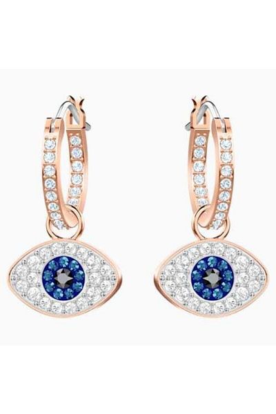 Swarovski Women's Earrings Duo:pe Hoop Evil Eye Dmul/ros5425857