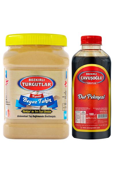 Bozkırlı Çavuşoğlu White Single Roasted Special Production Steppe Tahini with Bran 930g + Mulberry Molasses 1000g