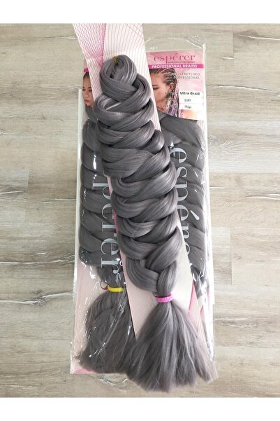 renklidüşler تريند باروكة شعر صناعية فاخرة باللون الرمادي الداكن للتضفير الأف...