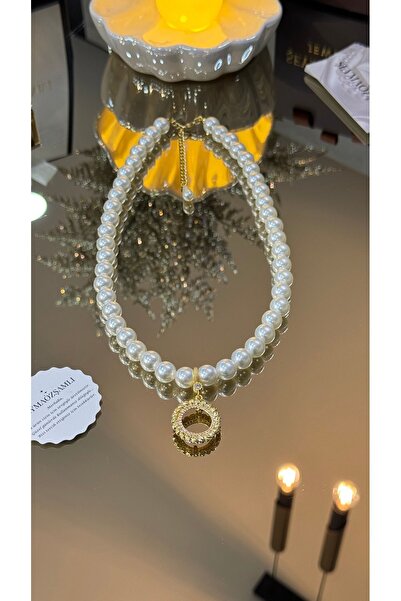 Şeyma ÖZŞAMLI Dorika Model Çeyrek Altın Inci Kolye