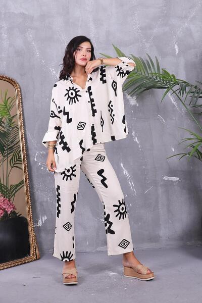 ZEYWEAR Oversize Shirt Detailed Set