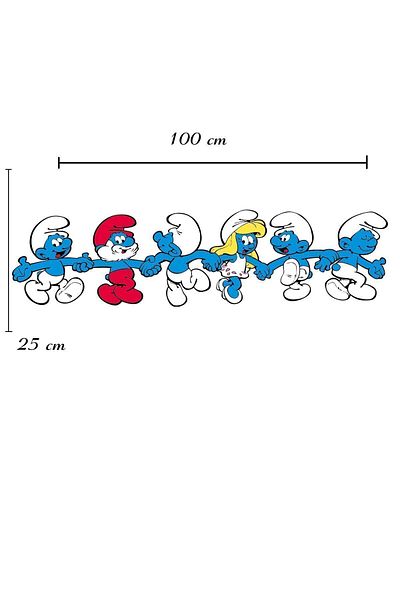 Sepet Yıldızı Smurfs Camera Copii Tapet Accesorii Ornament Autocolant 100x25 Cm