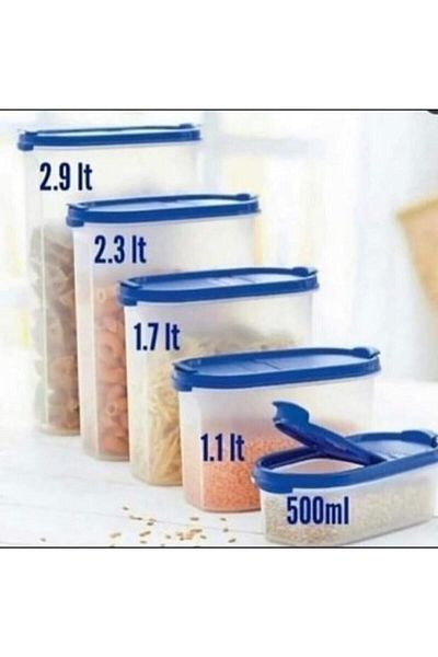 Tupperware Oval Set of 5 Blue Covers