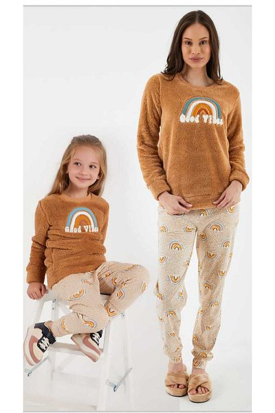 Arnetta Fleece Pajama Set for Mother and Girls - Top and Bottom Combed Cotton