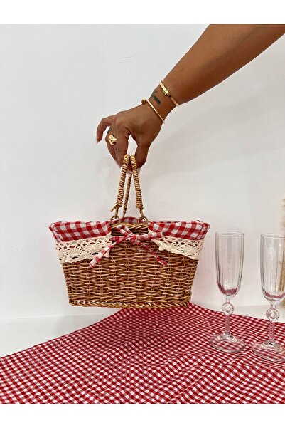 KaiHome Rattan Rectangular Handle Picnic Basket - Interior Protection, Handle...