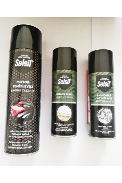 Selsil Motor Temizleme Spreyi 500 ml Pas Sökücü 200 ml  Silikon Sprey 200 ml