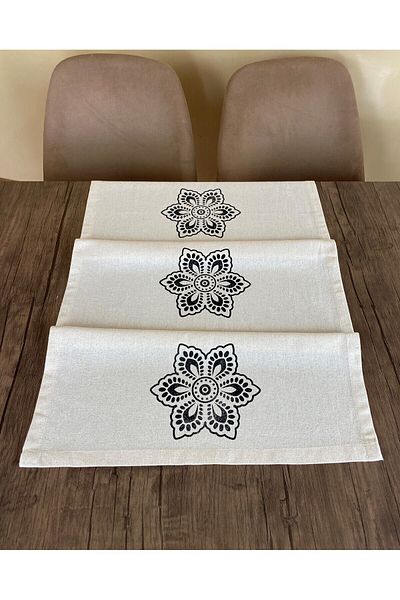 pamukidea Mandala cu model Runner Woodblock Printed Stone Print Buldan Lucru manual Bumbac In Pânză Față de masă Ranır
