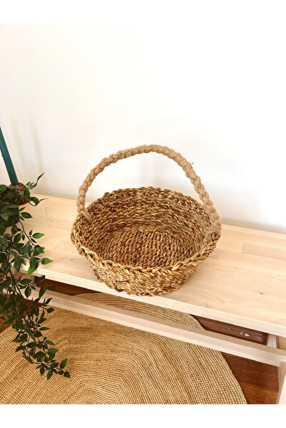 KaiHome محبوك من الخوص - سلة متعددة الأغراض بمقبض/وعاء زهور/منظم/سلة نزهة