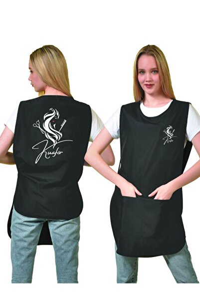 ayobi Kuaför Önlüğü Berber Önlüğü Personel Önlüğü Jile Yelek Çift Taraflı Siyah Renk Leke Tutmaz