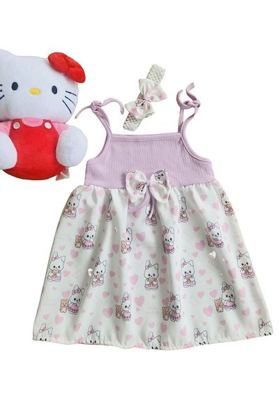 minikiss Rochie pentru fetiță cu model Helo Kity cu fundă