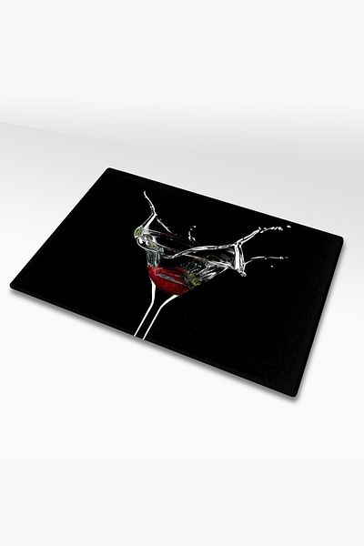 Muyika Design MUYIKA Glass Cutting Board Triangle Cup Strawberry Look 20x30cm