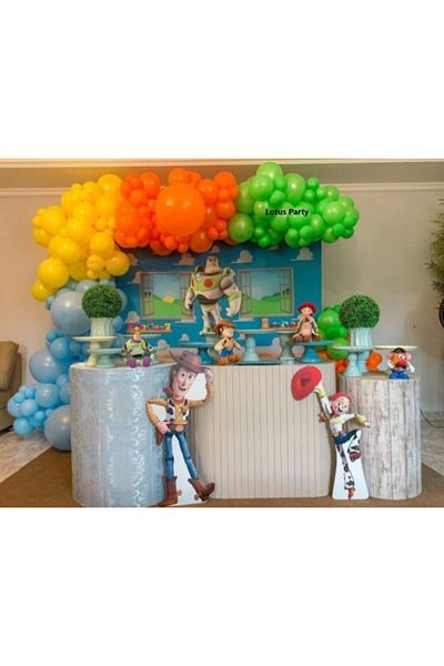 LOTUS PARTY 100 Pieces -Blue-Orange-Green-Yellow Balloon Chain Set for Toy Story