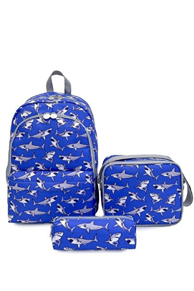 Superbag Erkek Çocuk Ilkokul Çantası Balık Desenli Sırt Çantası Beslenmelik Ve Kalemlik 3'lü Set