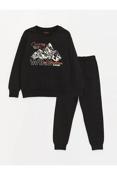 LC Waikiki Σετ πιτζάμες LCW Kids Boy - Crew Neck, εμπριμέ, μακρυμάνικο