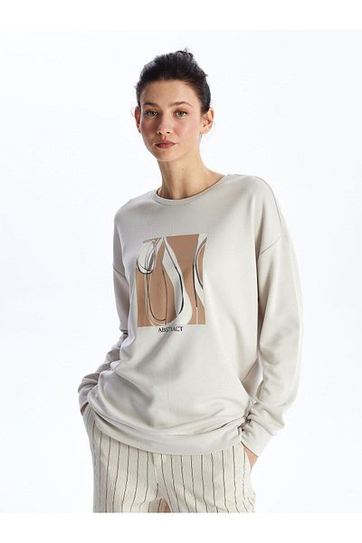 LC Waikiki LCWAIKIKI Hanorac oversize pentru damă cu gât crew - imprimat