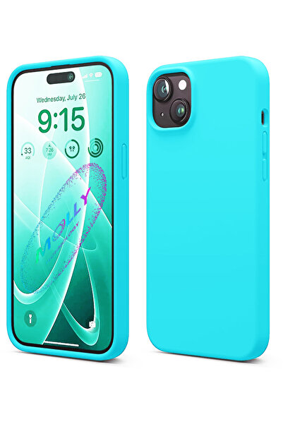 Molly iPhone 13 MİNİ İçin Su Yeşili Liquid İçi Kadife Silikon Kılıf