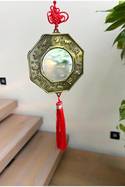 Miamantra Feng Shui Bagua Aynası Fu Tai Chi - Arka Tarafı Çin Zodyak /Burç Sembollü Asılabilir Ayna